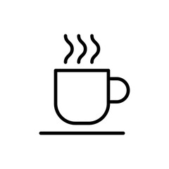 Cup of coffee or tea line icon. Coffee corner vector sign, editable stroke