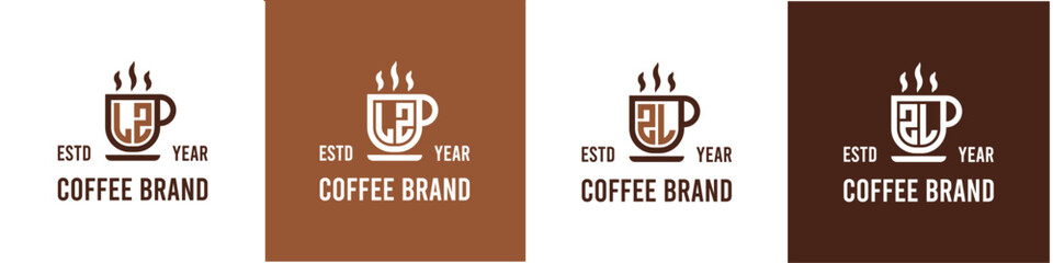 Letter LZ and ZL Coffee Logo, suitable for any business related to Coffee, Tea, or Other with LZ or ZL initials. - obrazy, fototapety, plakaty