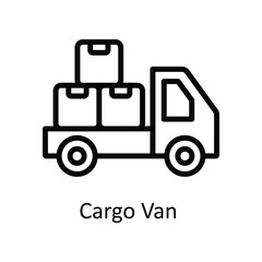 Cargo Van  Vector    outline Icon Design illustration. Shipping and delivery Symbol on White background EPS 10 File