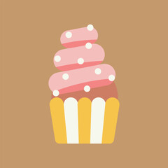 Vector cupcake illustration.Doodle cakes with cream.