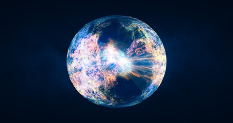 Abstract ball sphere planet energy transparent glass space abstract background