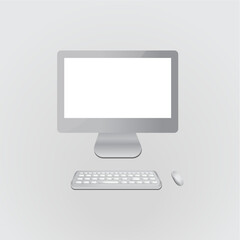 mac or a computer monitor with screen and keyboard and mouse vector 