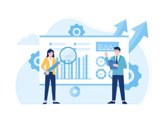 Analyzing growth charts trending flat illustration