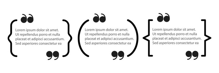 Text brackets, quote, banner icon set