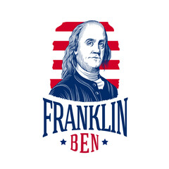 Benjamin Franklin Patriotic Illustration