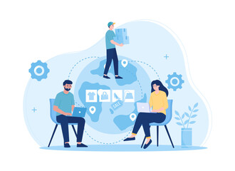 Fototapeta premium Online shopping delivery concept, trending flat illustration