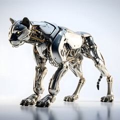 metal Iberian Lynx robot prototype