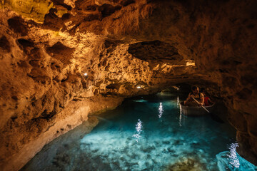 Underground Lake.. Cave of Tapolca, Hungary near Balaton lake. System of underground caves situated...