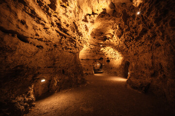 Underground Lake.. Cave of Tapolca, Hungary near Balaton lake. System of underground caves situated...