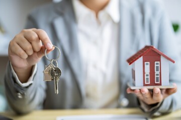 Business people signing contract making deal with real estate agent Concept for consultant home...