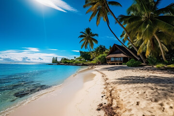 Beautiful outdoor tropical beach and sea in paradise island photography