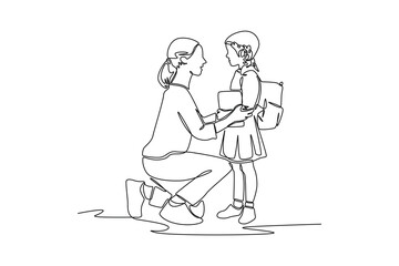 Continuous one line drawing Back to school concept. Single line draw design vector graphic illustration.