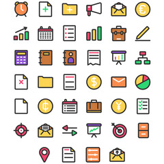 Vector of Work Icon Set Color. Perfect for user interface, new application.