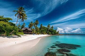 Naklejka premium Beautiful outdoor tropical beach and sea in paradise island photography