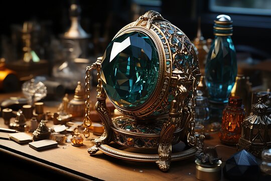 A jewelers magnifying glass in an artisanal studio