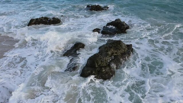 Aerial ocean rocks and coastal beach view in Cabo - HD