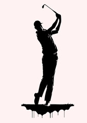 Obraz premium people playing golf in various poses isolated vector silhouette on white background