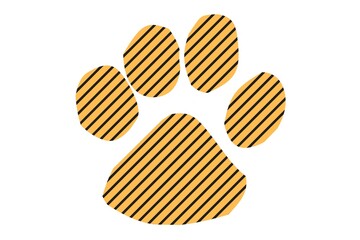the imprint of dog paws  illustration. Dog or cat paw print flat icon for animal apps and websites