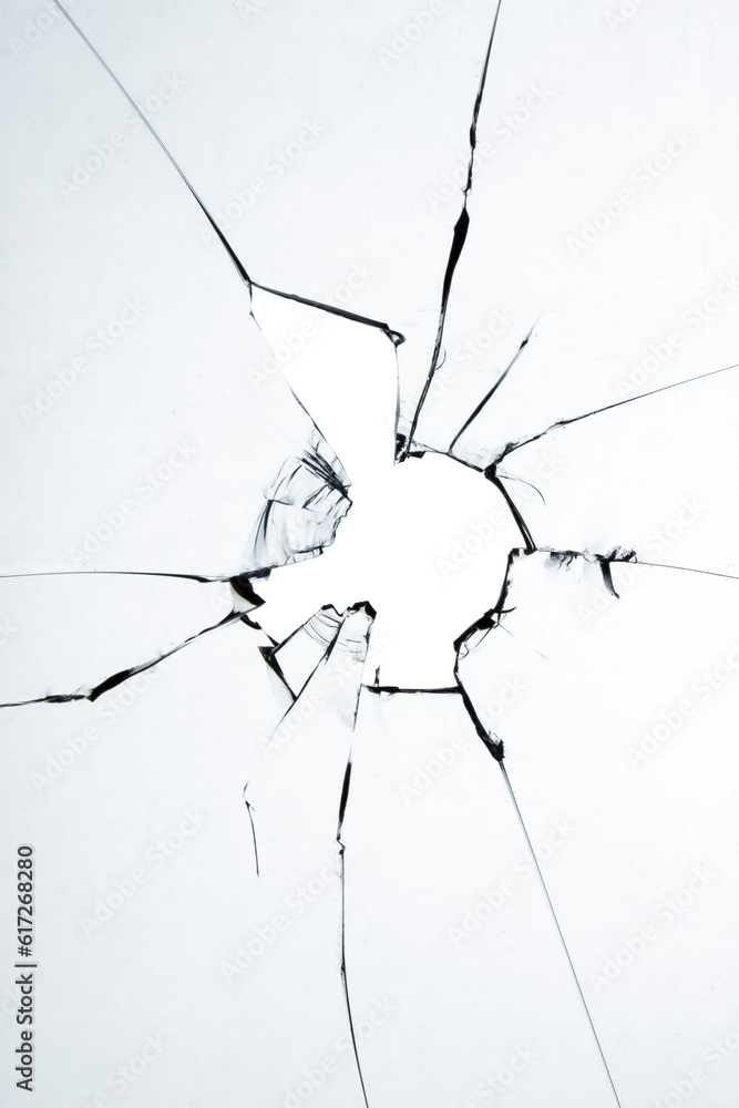 Aufkleber abstract cracks on the glass of a broken window. effect in png format for design with translucent ba