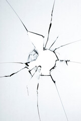Abstract cracks on the glass of a broken window. Effect in png format for design with translucent background.