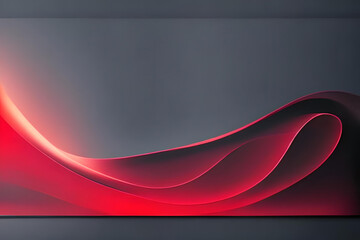 Red glowing abstract color gradient wave shape on black grainy background