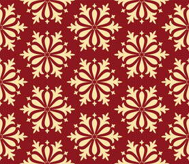 Flower geometric pattern. Seamless vector background. Gold and red ornament