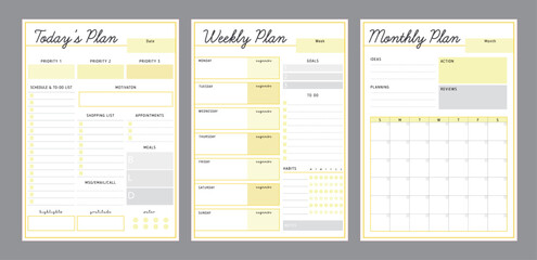 set of Week planner. (lemon) 