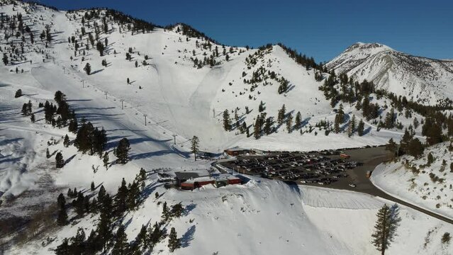 Slide Mountain Ski Resort in Winter - Aerial Drone