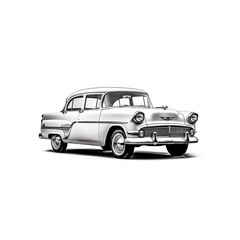 Plakat Vintage Car in Retro. White isolated.