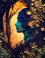 Enchanted Forest Siren Paper Quilling Art