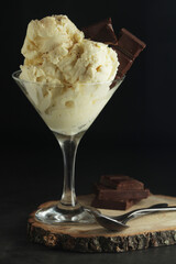 Ice cream scoops in an ice cream bowl