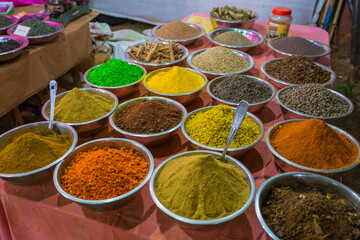 Sale of spices in the markets of India