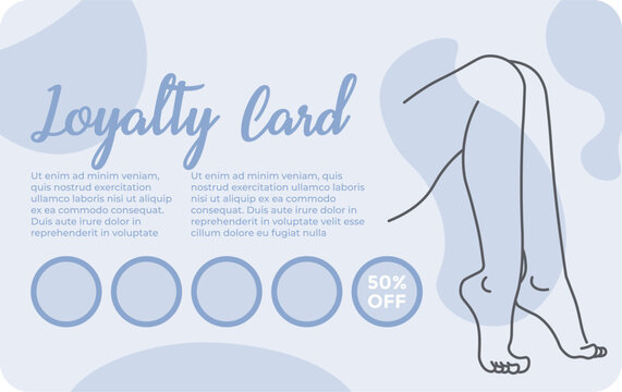Epilation and spa salon, pedicure loyalty card