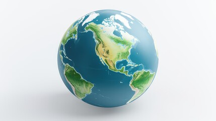 View of the spherical Earth from outer space on a white background