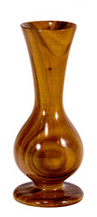 Beautiful Wood Vase Decorative Classic Trumpet style isolated on a transparent background. PNG image Craft artwork, for Merchandise Crafting and Graphics.