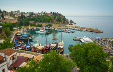 Fototapeta na wymiar The ancient port of the old city of Antalya