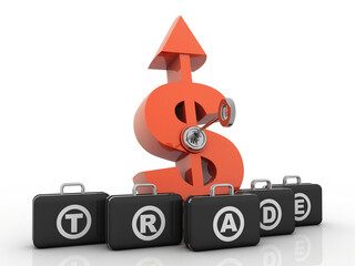 3d rendering insert key Dollar symbol 