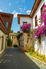 Fototapeta na wymiar Ancient streets of the old city of Antalya