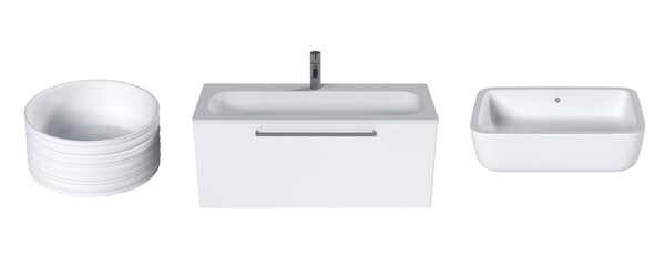Washbasin isolated on white background, sink, 3D illustration, cg render
