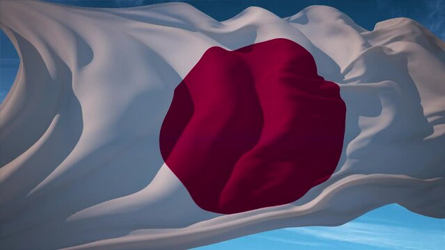 Waving flag loop. National flag of Japan