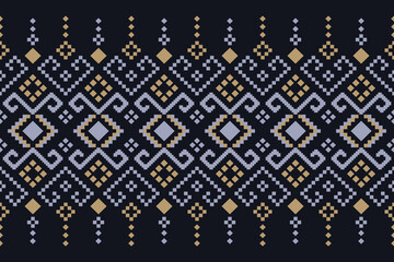 Cross stitch colorful geometric traditional ethnic pattern Ikat seamless pattern abstract design for fabric print cloth dress carpet curtains and sarong Aztec African Indian Indonesian 