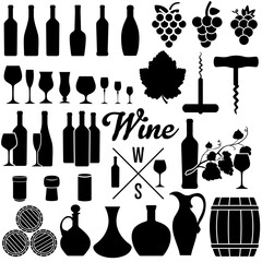 Wine icon vector set. Winemaking illustration sign collection. Wine house symbol or logo.