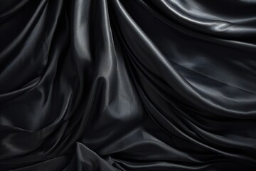 Fototapeta premium Black silk curtains textured wall backdrop Generative AI
