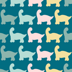 Abstract seamless pattern with silhouettes dinosaurs. Perfect print for tee, textile and fabric. Simple vector illustration for decor and design.