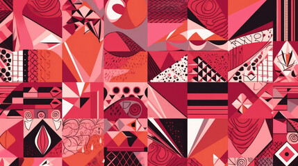 Obraz premium Vibrant summer pattern with pink and red shapes