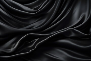 Fototapeta premium Black silk curtains textured wall backdrop Generative AI