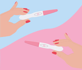 Pregnancy test in hand positive and negative illustration © Вікторія Токаленко