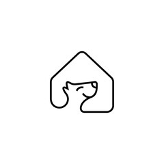 Pet house simple line art logo design