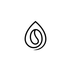 Water drop and coffee bean simple line logo design