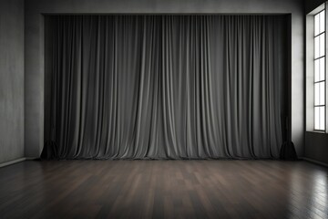 Blank dark gray studio backdrop Generative AI